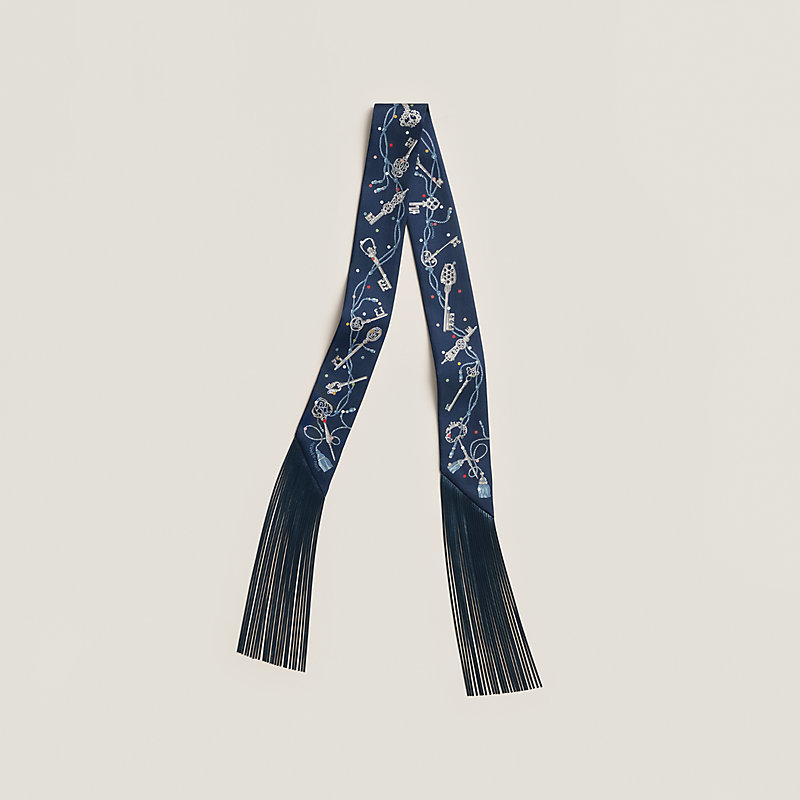 Les Cles a Pois leather fringes Twilly | Hermès USA